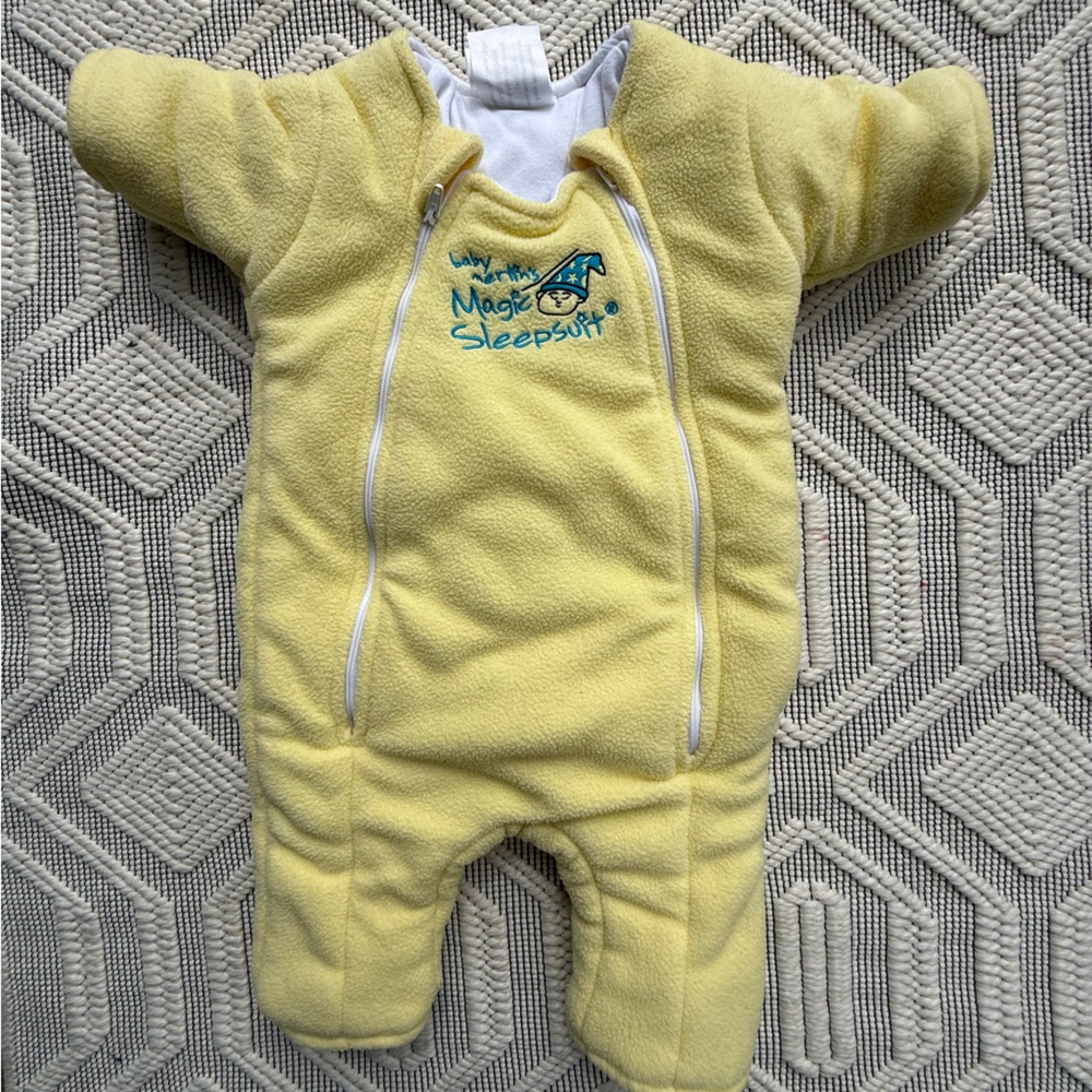 Baby Merlin’s Magic Sleepsuit – Yellow Fleece – Size Large (18–21 lbs)